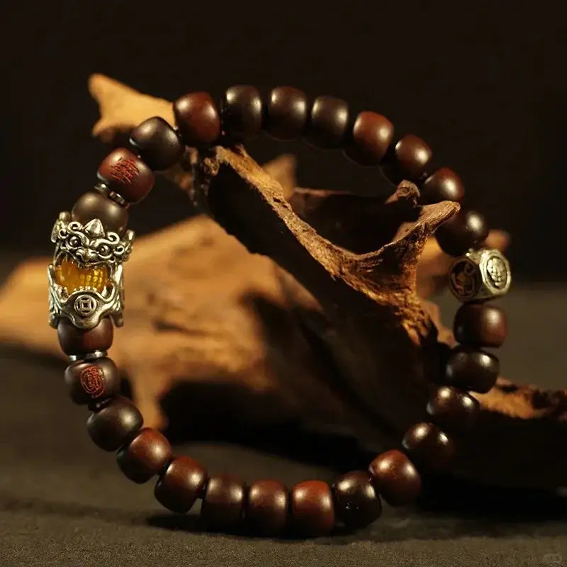 Lightning struck jujube wood bracelet - Fengshui Luck Lab