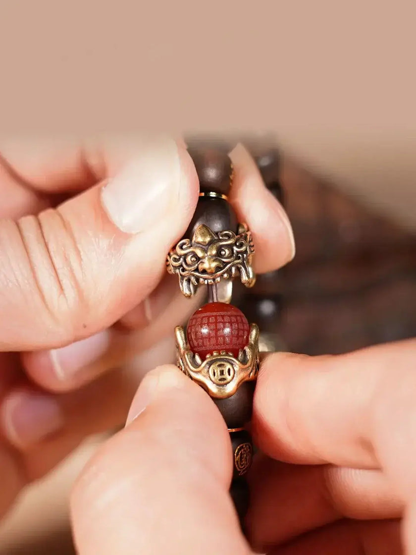 Lightning struck jujube wood bracelet - Fengshui Luck Lab